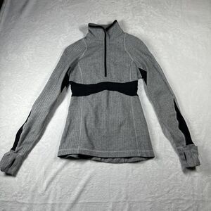 Lululemon Pullover Run Full‎ Tilt Women Size 4 Gray Herringbone 1/4 Zip